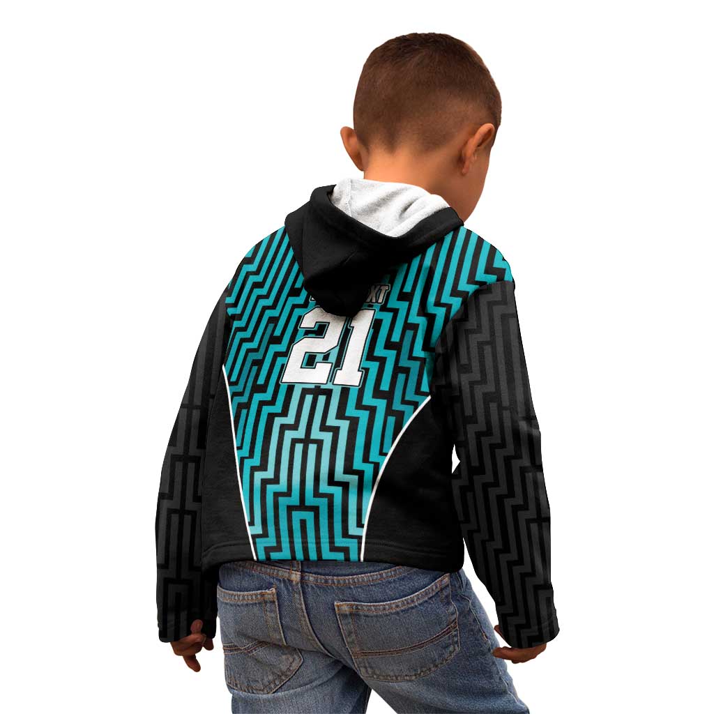 Custom Basketball New Zealand Kid Hoodie Teal Maori Ta Moko Indigenous LT9 - Polynesian Pride