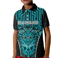 Custom Basketball New Zealand Kid Polo Shirt Teal Maori Ta Moko Indigenous LT9 Kid Teal - Polynesian Pride