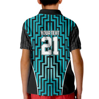 Custom Basketball New Zealand Kid Polo Shirt Teal Maori Ta Moko Indigenous LT9 - Polynesian Pride
