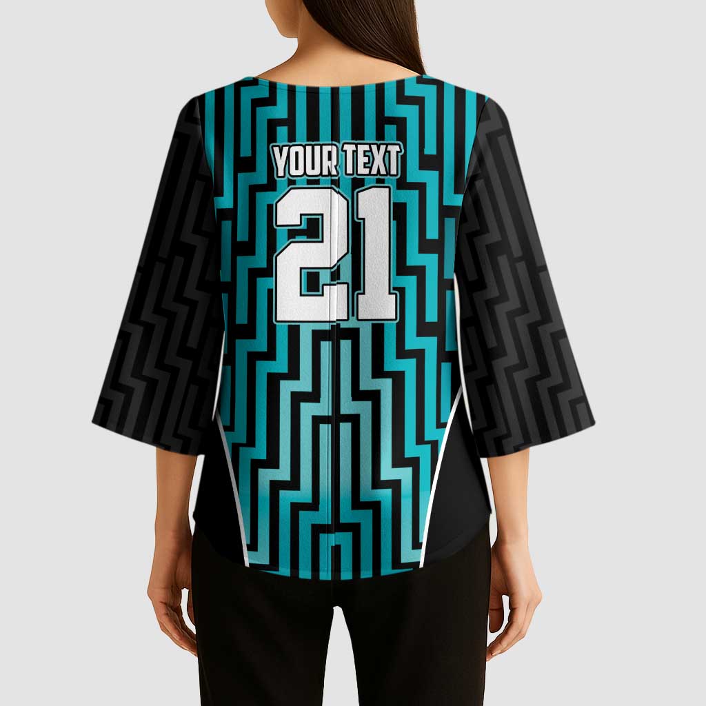 Custom Basketball New Zealand Kimono Sleeve Blouse Teal Maori Ta Moko Indigenous LT9 - Polynesian Pride