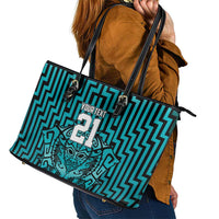 Custom Basketball New Zealand Leather Tote Bag Teal Maori Ta Moko Indigenous LT9 - Polynesian Pride