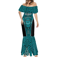 Custom Basketball New Zealand Mermaid Dress Teal Maori Ta Moko Indigenous LT9 - Polynesian Pride