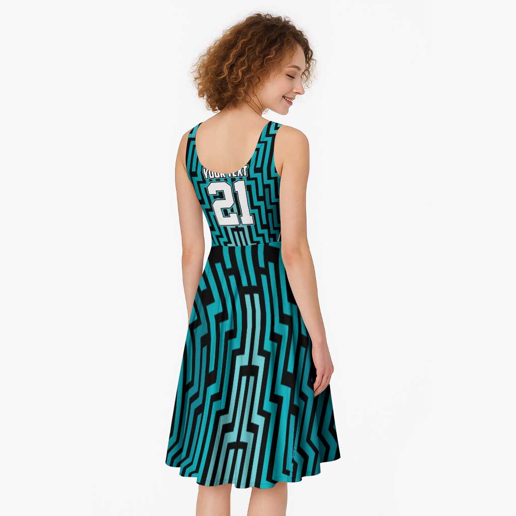 Custom Basketball New Zealand Midi Dress Teal Maori Ta Moko Indigenous LT9 - Polynesian Pride