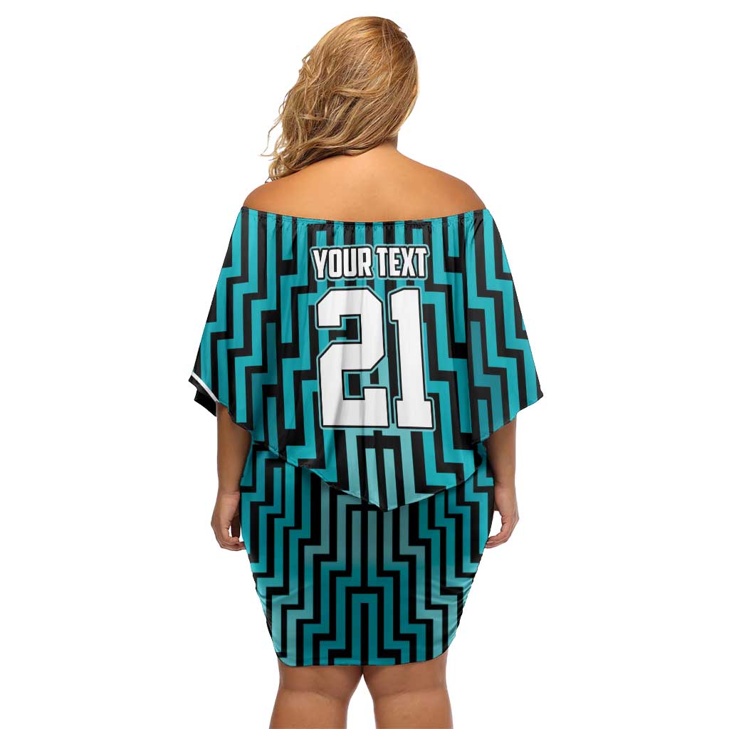 Custom Basketball New Zealand Off Shoulder Short Dress Teal Maori Ta Moko Indigenous LT9 - Polynesian Pride