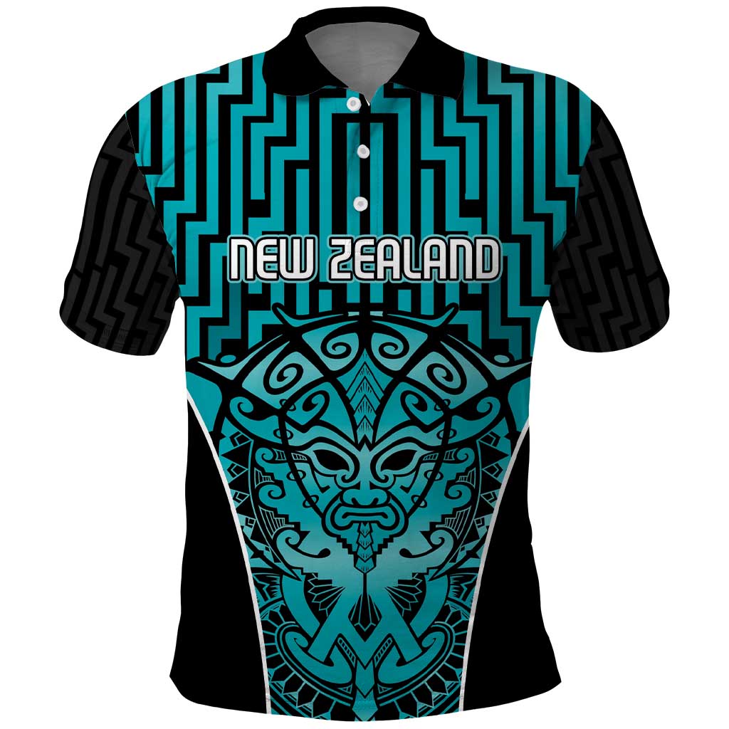 Custom Basketball New Zealand Polo Shirt Teal Maori Ta Moko Indigenous LT9 Teal - Polynesian Pride