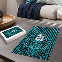 Custom Basketball New Zealand Puzzle Teal Maori Ta Moko Indigenous - Polynesian Pride