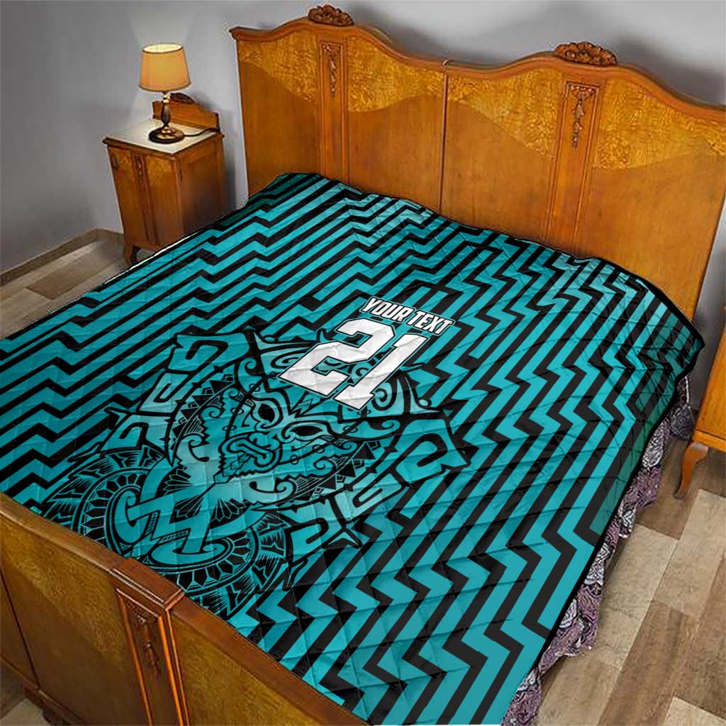 Custom Basketball New Zealand Quilt Teal Maori Ta Moko Indigenous - Polynesian Pride