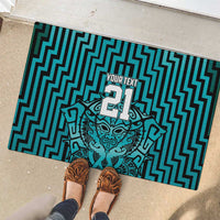 Custom Basketball New Zealand Rubber Doormat Teal Maori Ta Moko Indigenous - Polynesian Pride