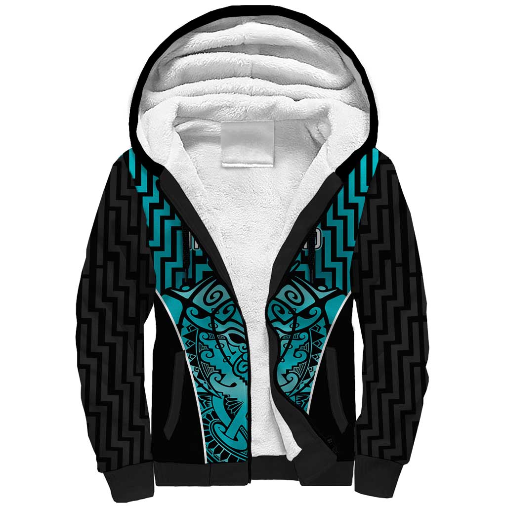 Custom Basketball New Zealand Sherpa Hoodie Teal Maori Ta Moko Indigenous LT9 Unisex Teal - Polynesian Pride