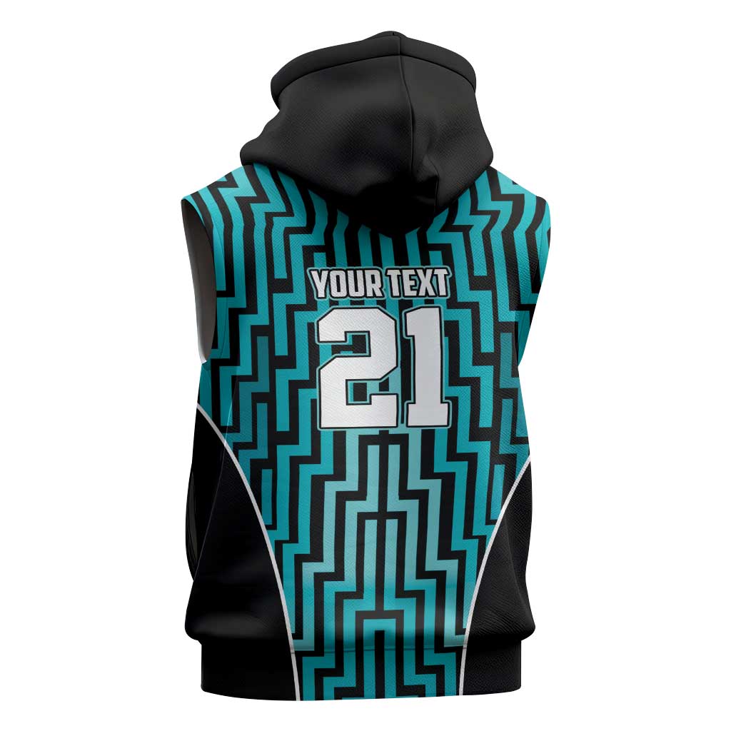 Custom Basketball New Zealand Sleeveless Hoodie Teal Maori Ta Moko Indigenous LT9 - Polynesian Pride