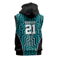 Custom Basketball New Zealand Sleeveless Hoodie Teal Maori Ta Moko Indigenous LT9 - Polynesian Pride