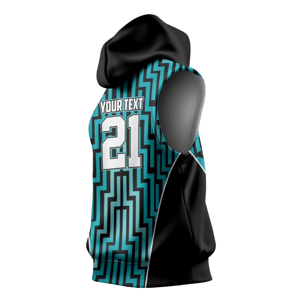 Custom Basketball New Zealand Sleeveless Hoodie Teal Maori Ta Moko Indigenous LT9 - Polynesian Pride