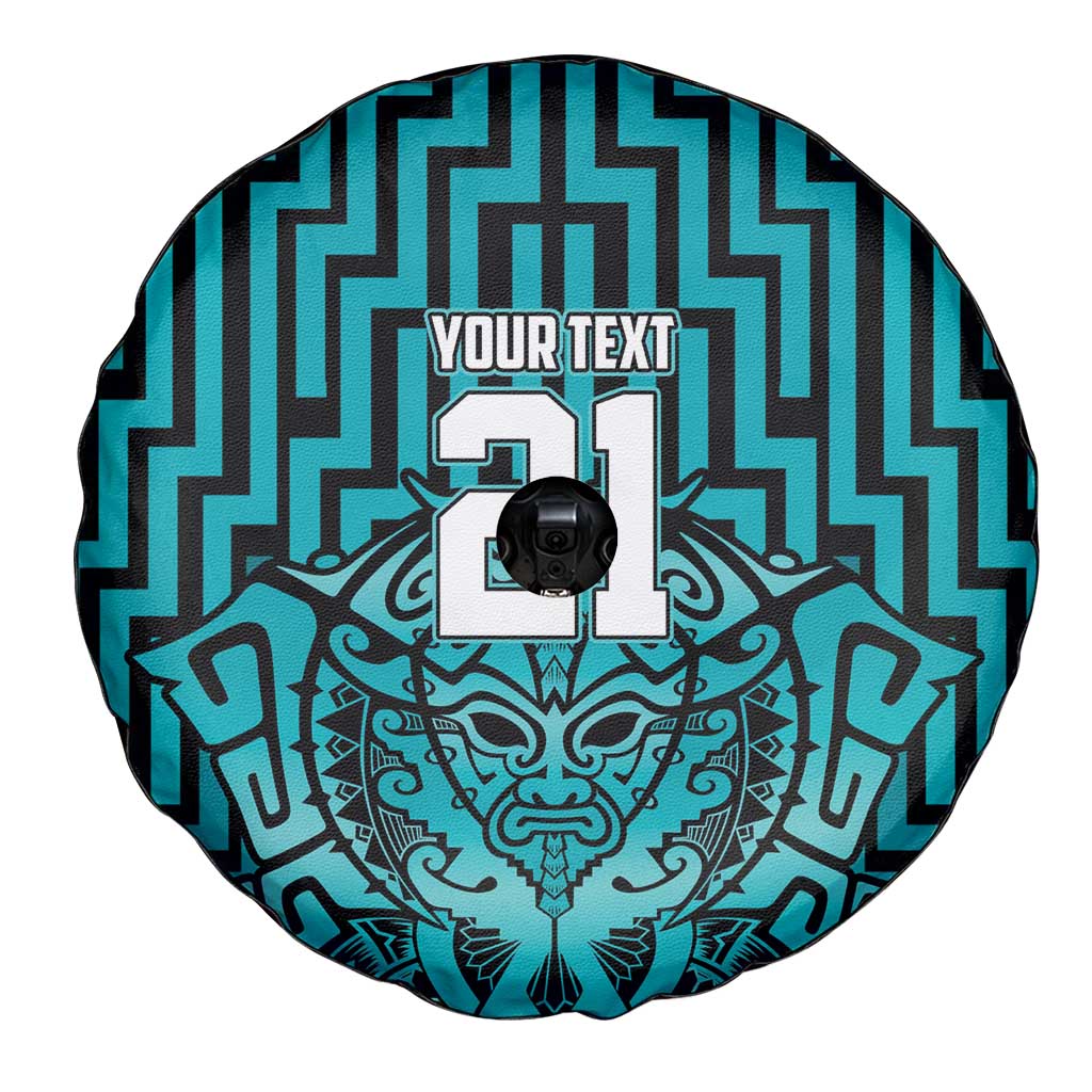 Custom Basketball New Zealand Spare Tire Cover Teal Maori Ta Moko Indigenous LT9 - Polynesian Pride
