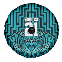 Custom Basketball New Zealand Spare Tire Cover Teal Maori Ta Moko Indigenous LT9 - Polynesian Pride