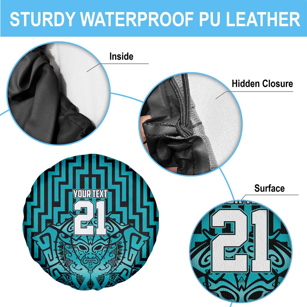 Custom Basketball New Zealand Spare Tire Cover Teal Maori Ta Moko Indigenous LT9 - Polynesian Pride