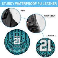 Custom Basketball New Zealand Spare Tire Cover Teal Maori Ta Moko Indigenous LT9 - Polynesian Pride