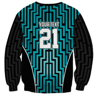 Custom Basketball New Zealand Sweatshirt Teal Maori Ta Moko Indigenous - Polynesian Pride