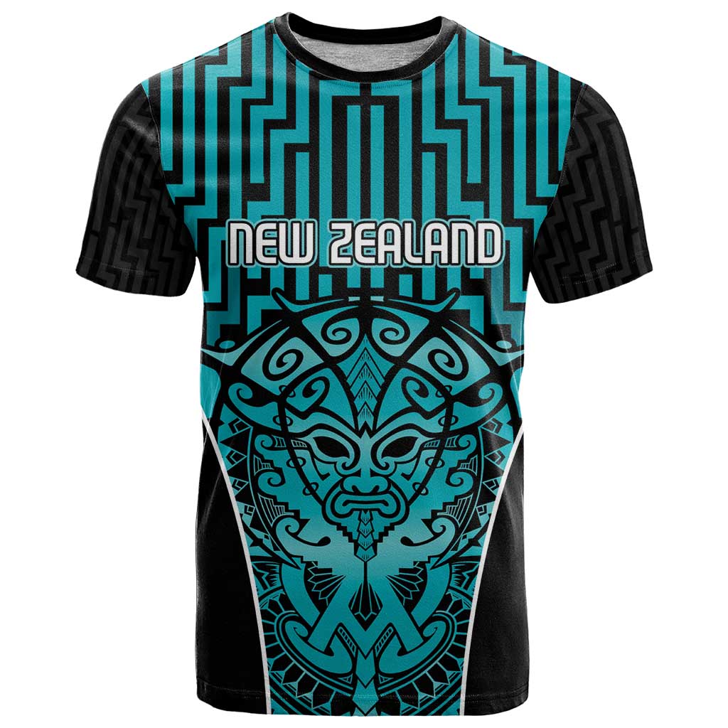Custom Basketball New Zealand T Shirt Teal Maori Ta Moko Indigenous LT9 Teal - Polynesian Pride