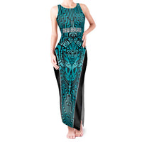 Custom Basketball New Zealand Tank Maxi Dress Teal Maori Ta Moko Indigenous LT9 Women Teal - Polynesian Pride