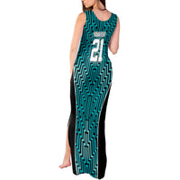 Custom Basketball New Zealand Tank Maxi Dress Teal Maori Ta Moko Indigenous LT9 - Polynesian Pride