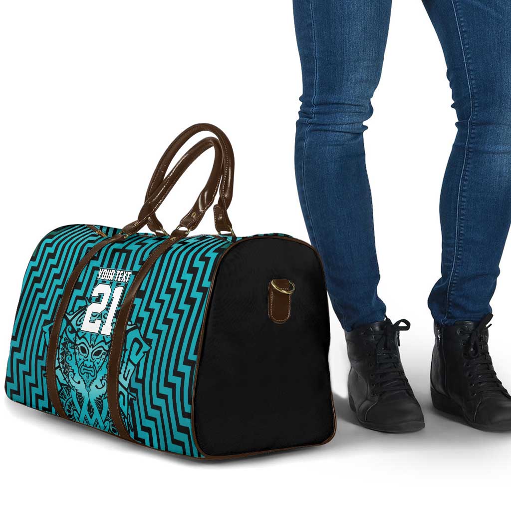 Custom Basketball New Zealand Travel Bag Teal Maori Ta Moko Indigenous LT9 - Polynesian Pride