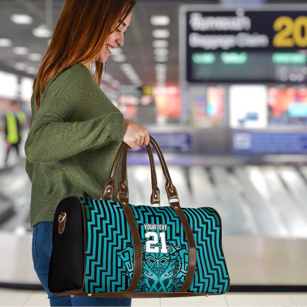 Custom Basketball New Zealand Travel Bag Teal Maori Ta Moko Indigenous LT9 - Polynesian Pride