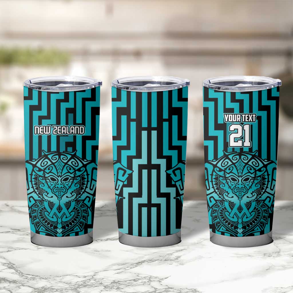Custom Basketball New Zealand Tumbler Cup Teal Maori Ta Moko Indigenous LT9 - Polynesian Pride