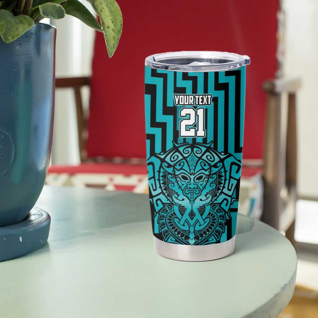 Custom Basketball New Zealand Tumbler Cup Teal Maori Ta Moko Indigenous LT9 - Polynesian Pride