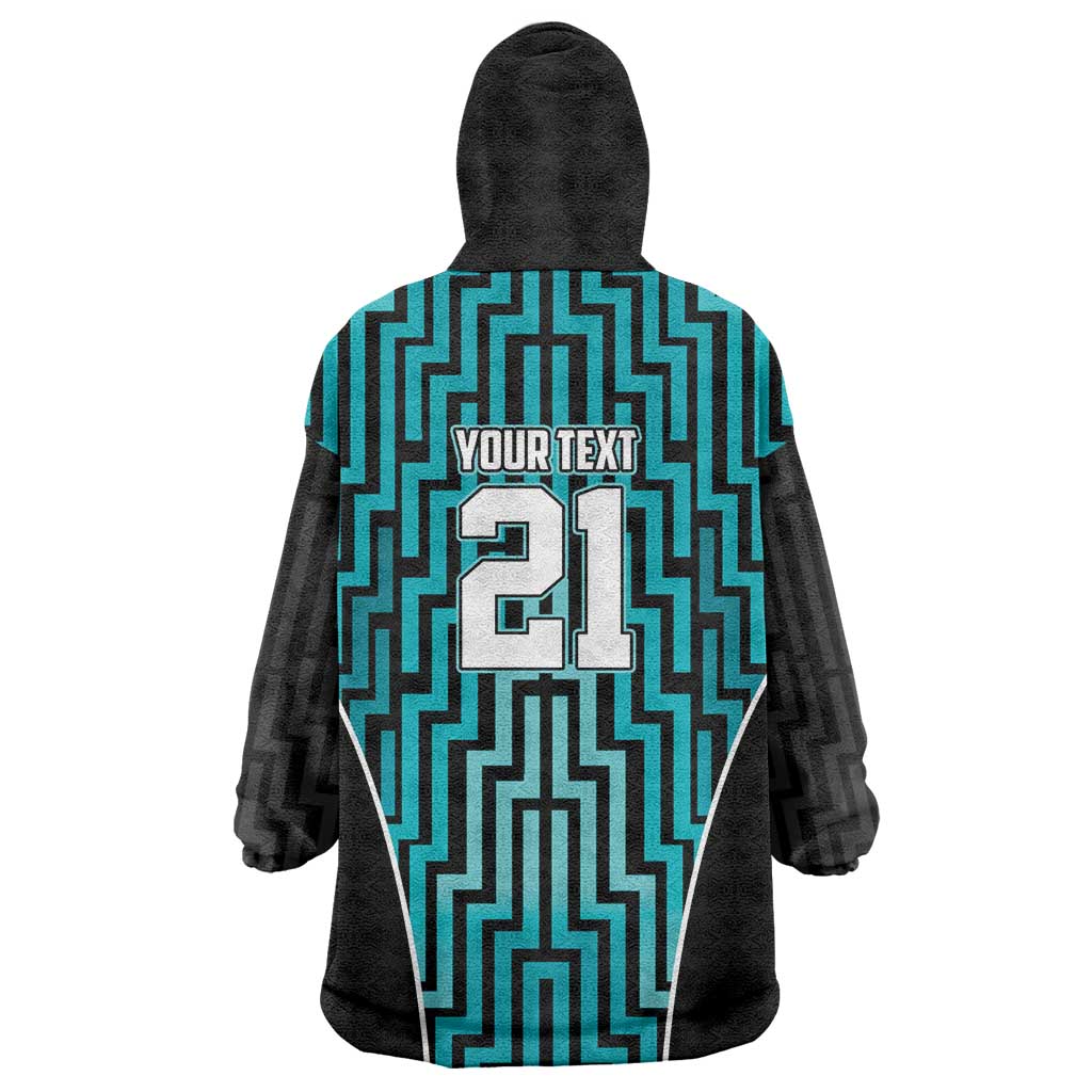 Custom Basketball New Zealand Wearable Blanket Hoodie Teal Maori Ta Moko Indigenous LT9 - Polynesian Pride