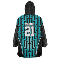 Custom Basketball New Zealand Wearable Blanket Hoodie Teal Maori Ta Moko Indigenous LT9 - Polynesian Pride