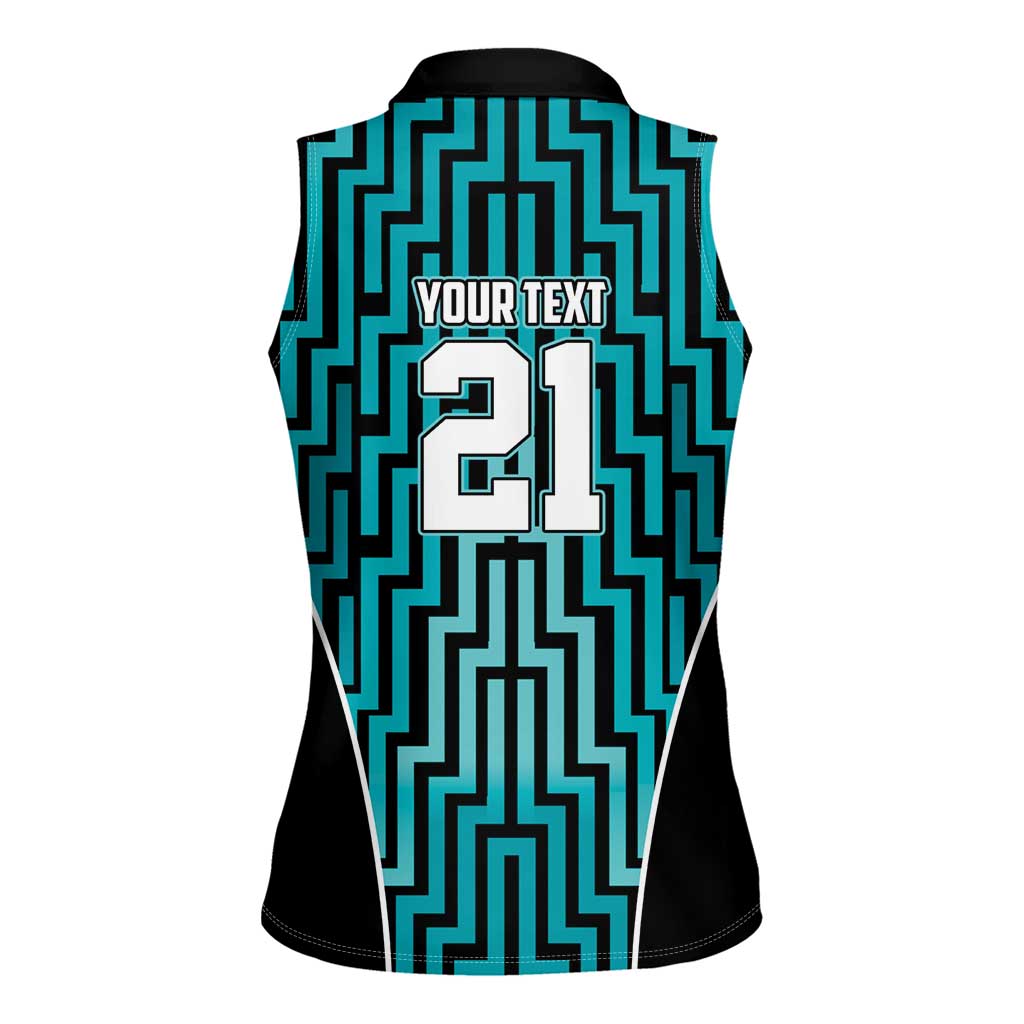 Custom Basketball New Zealand Women Sleeveless Polo Shirt Teal Maori Ta Moko Indigenous LT9 - Polynesian Pride