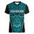 Custom Basketball New Zealand Women V-Neck T-Shirt Teal Maori Ta Moko Indigenous - Polynesian Pride
