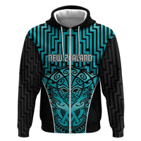 Custom Basketball New Zealand Zip Hoodie Teal Maori Ta Moko Indigenous LT9 Zip Hoodie Teal - Polynesian Pride