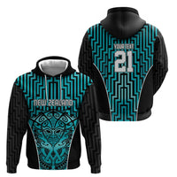 Custom Basketball New Zealand Zip Hoodie Teal Maori Ta Moko Indigenous LT9 - Polynesian Pride
