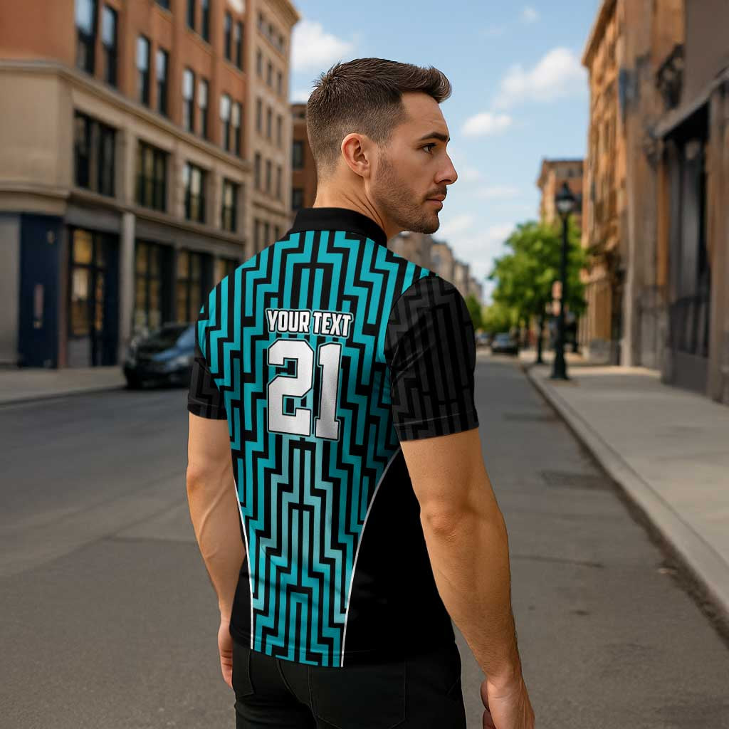 Custom Basketball New Zealand Zipper Polo Shirt Teal Maori Ta Moko Indigenous LT9 - Polynesian Pride