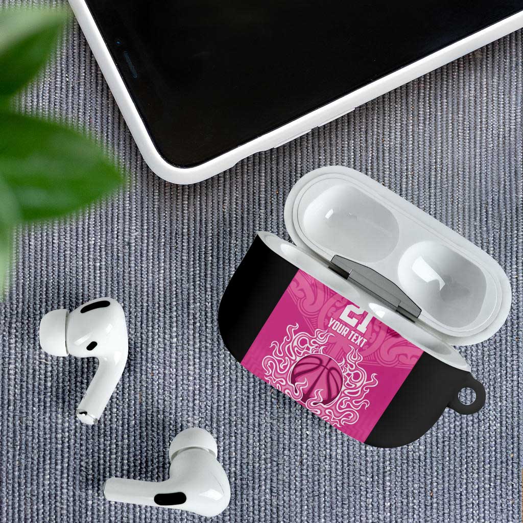 New Zealand Custom AirPods Case Fire Basketball Maori Tribal Pink LT9 - Polynesian Pride