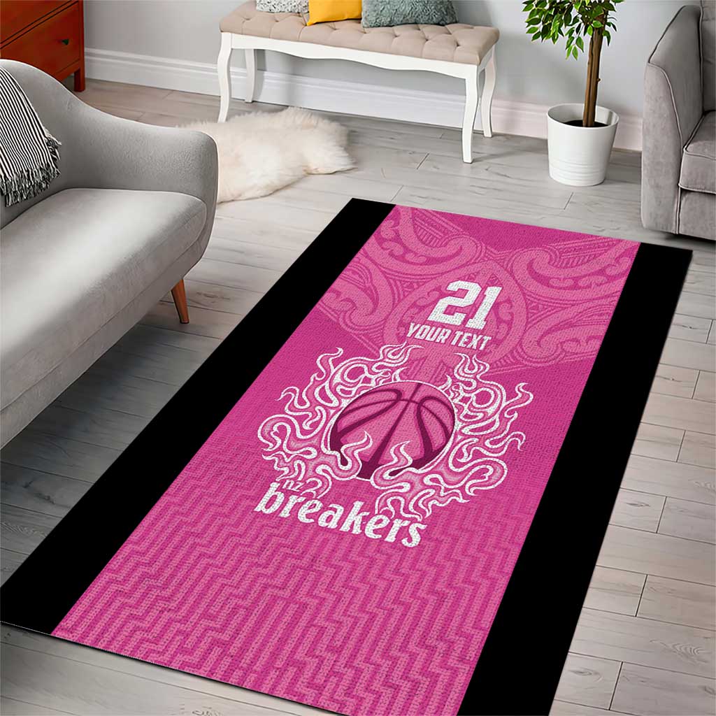 New Zealand Custom Area Rug Fire Basketball Maori Tribal Pink - Polynesian Pride