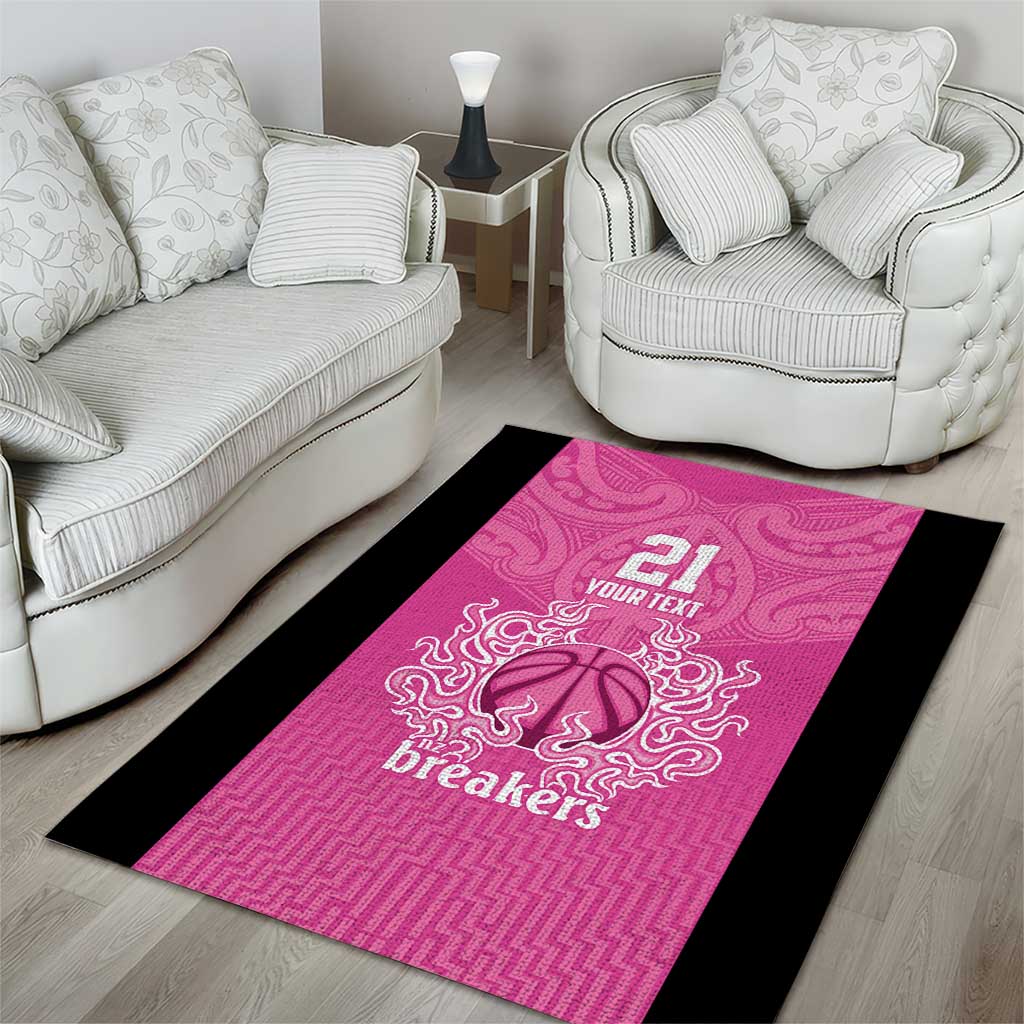 New Zealand Custom Area Rug Fire Basketball Maori Tribal Pink - Polynesian Pride