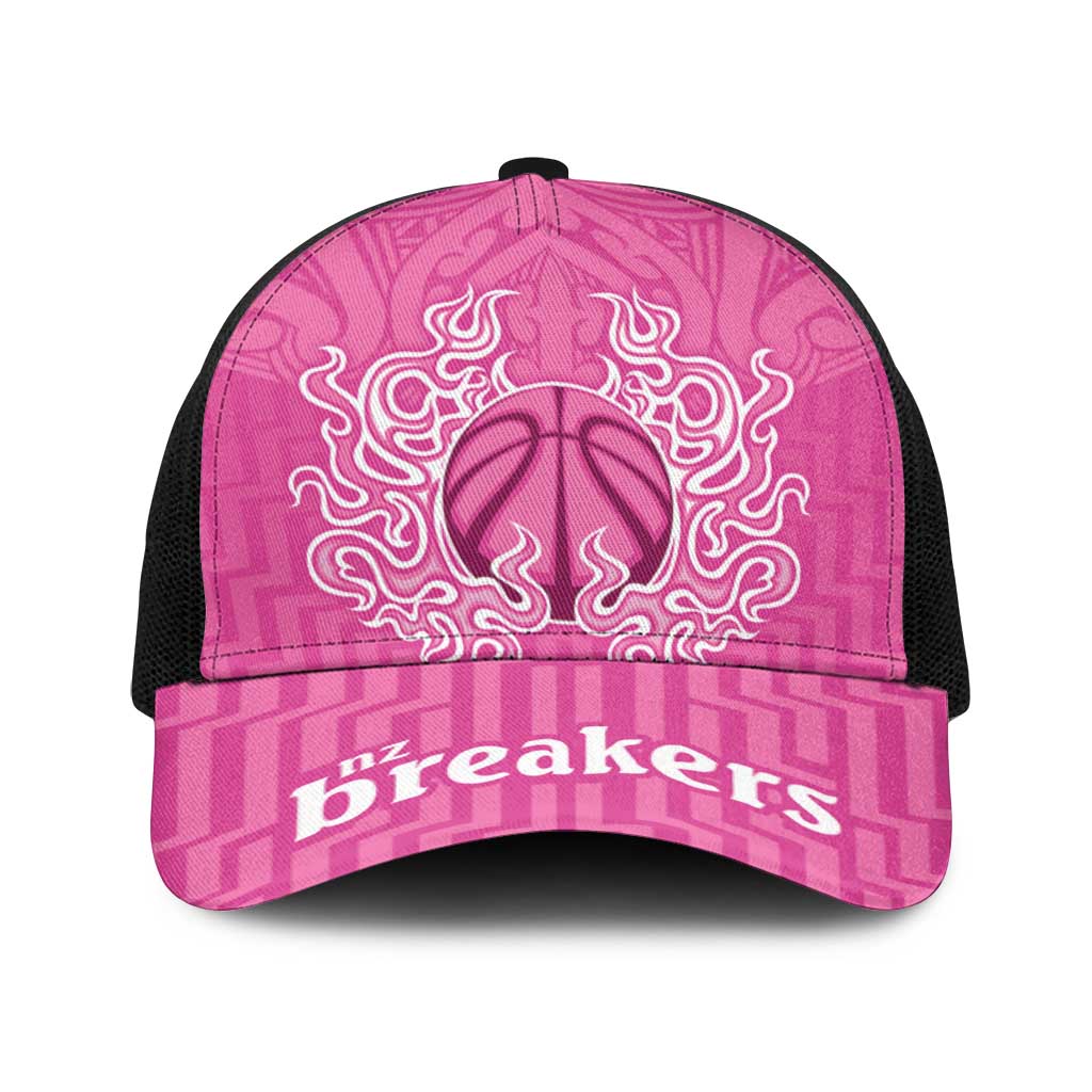 New Zealand Baseball Net Cap Fire Basketball Maori Tribal Pink - Polynesian Pride
