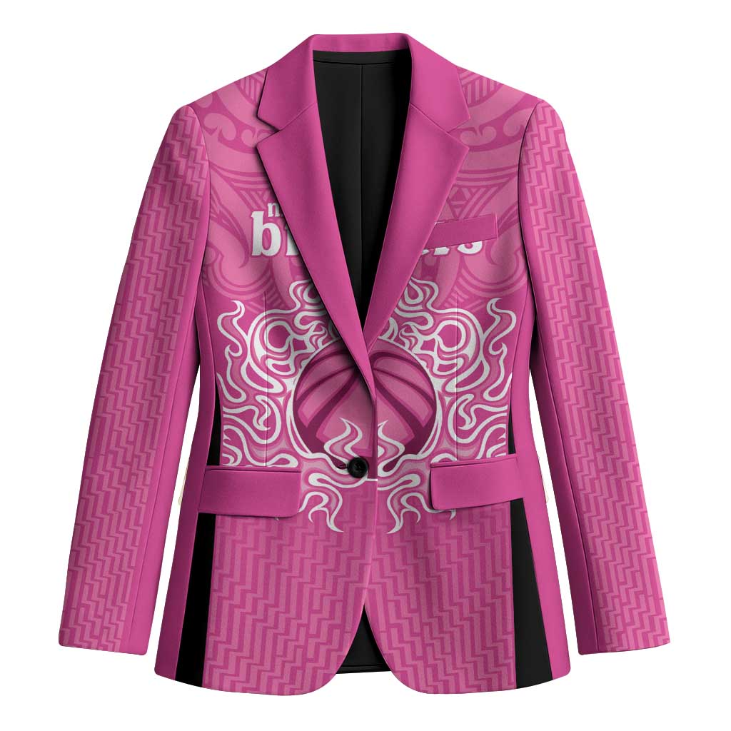 New Zealand Custom Blazer Fire Basketball Maori Tribal Pink - Polynesian Pride