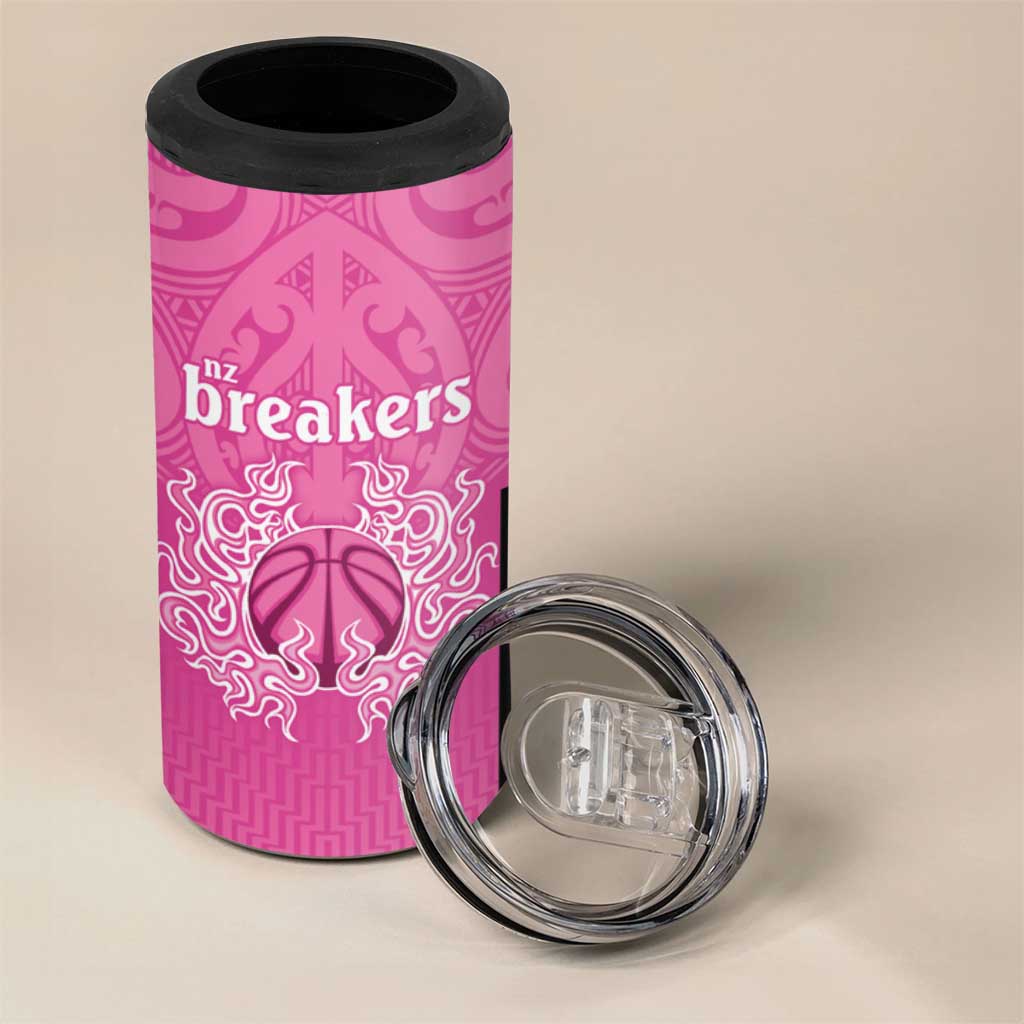 New Zealand Custom 4 in 1 Can Cooler Tumbler Fire Basketball Maori Tribal Pink LT9 - Polynesian Pride