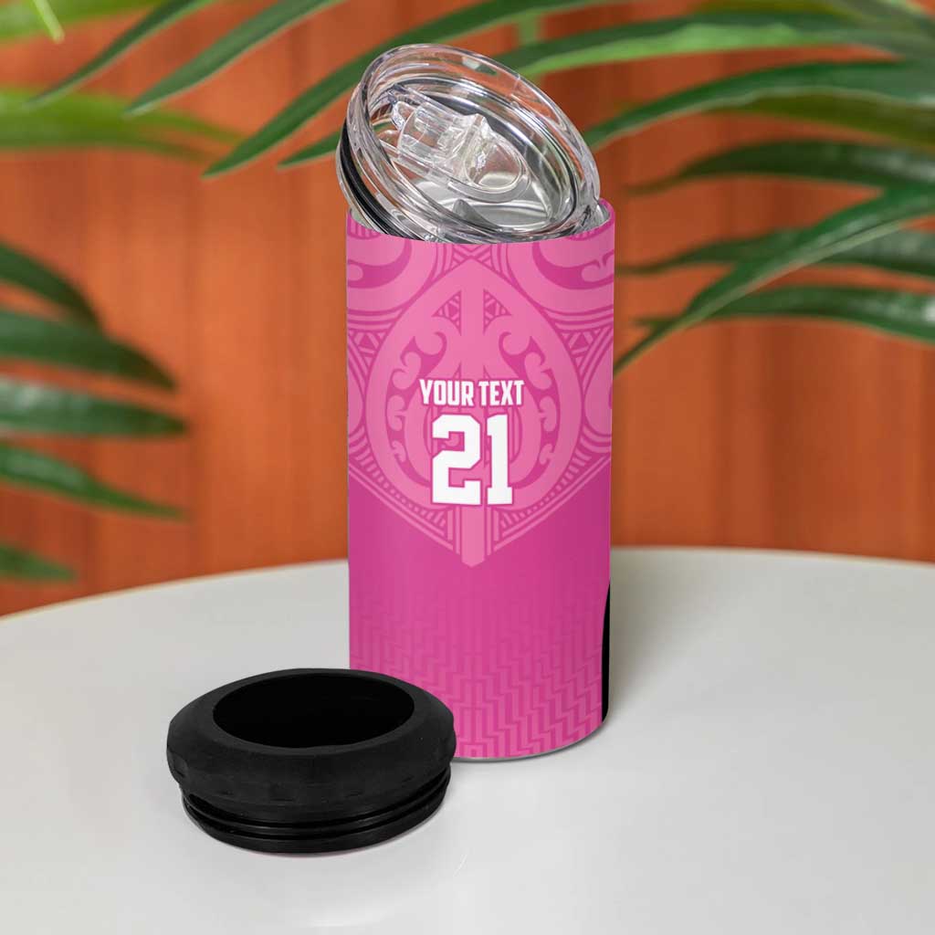 New Zealand Custom 4 in 1 Can Cooler Tumbler Fire Basketball Maori Tribal Pink LT9 - Polynesian Pride