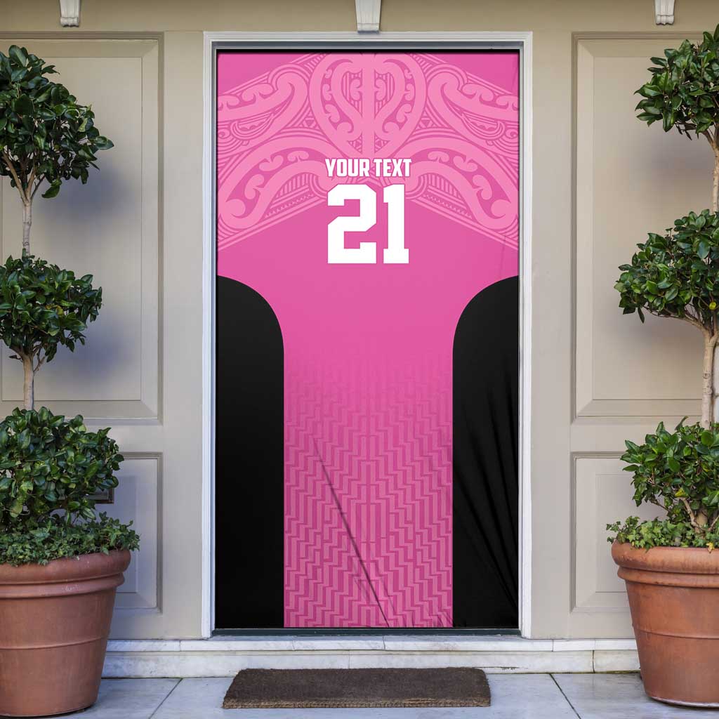 New Zealand Custom Door Cover Fire Basketball Maori Tribal Pink LT9 Pink - Polynesian Pride