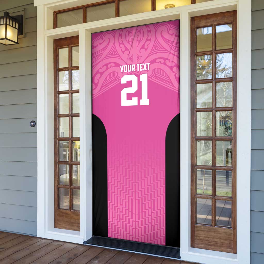 New Zealand Custom Door Cover Fire Basketball Maori Tribal Pink LT9 - Polynesian Pride