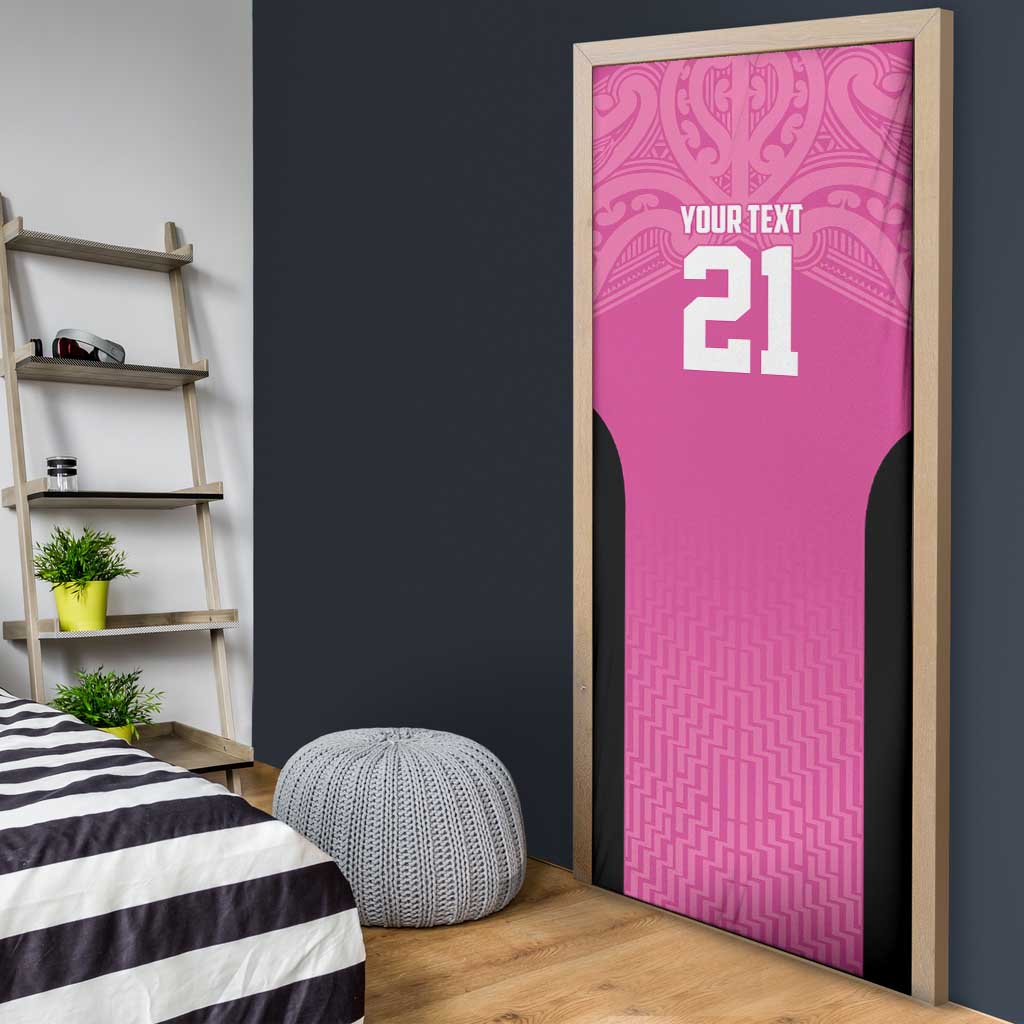 New Zealand Custom Door Cover Fire Basketball Maori Tribal Pink LT9 - Polynesian Pride