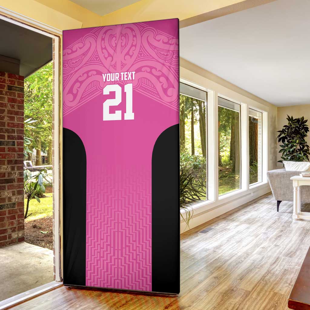 New Zealand Custom Door Cover Fire Basketball Maori Tribal Pink LT9 - Polynesian Pride