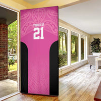 New Zealand Custom Door Cover Fire Basketball Maori Tribal Pink LT9 - Polynesian Pride