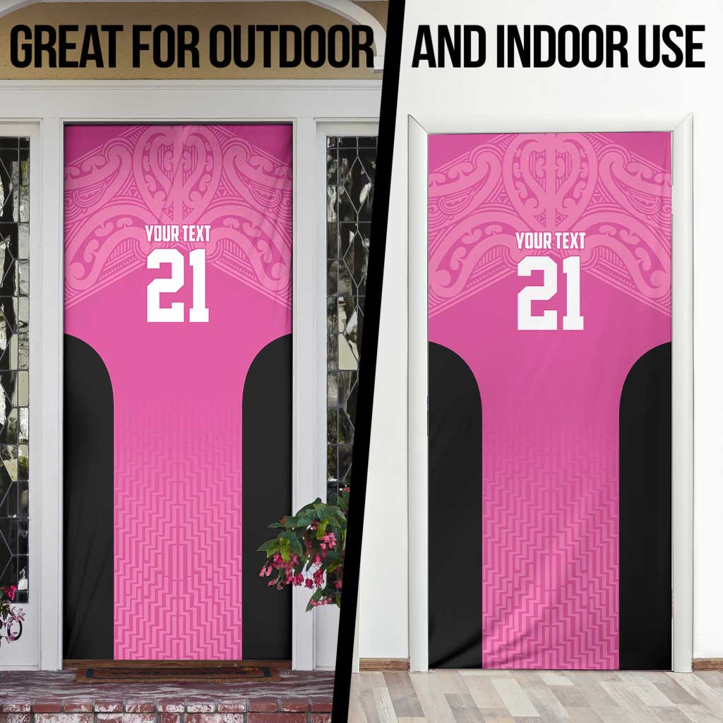 New Zealand Custom Door Cover Fire Basketball Maori Tribal Pink LT9 - Polynesian Pride