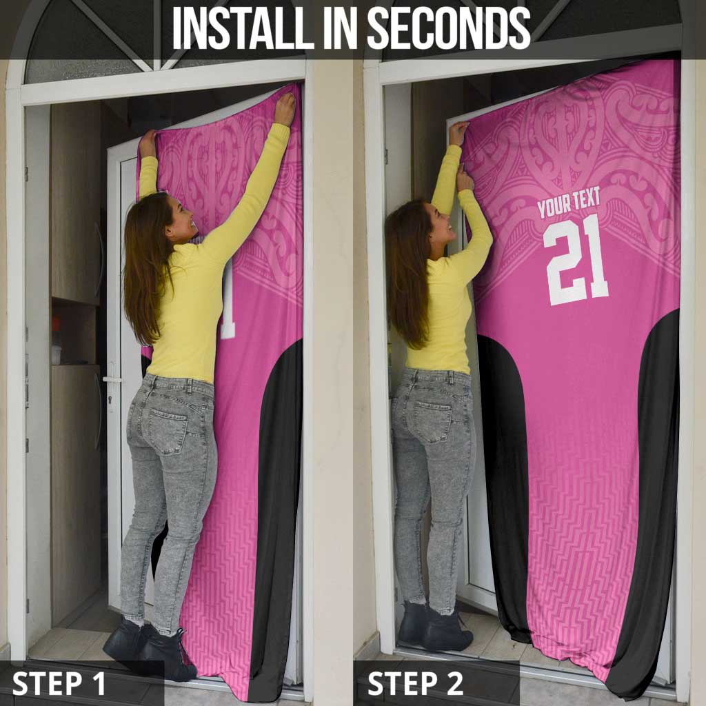New Zealand Custom Door Cover Fire Basketball Maori Tribal Pink LT9 - Polynesian Pride