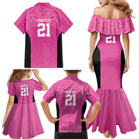 New Zealand Custom Family Matching Mermaid Dress and Hawaiian Shirt Fire Basketball Maori Tribal Pink LT9 - Polynesian Pride